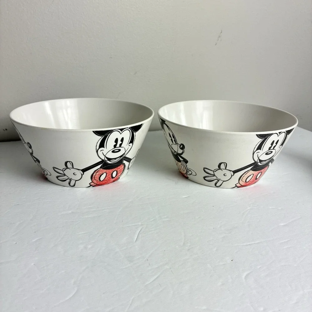 Disney Zak Designs Sketchbook Pattern 4 Piece Set Plates Bowls Mickey Mouse 6